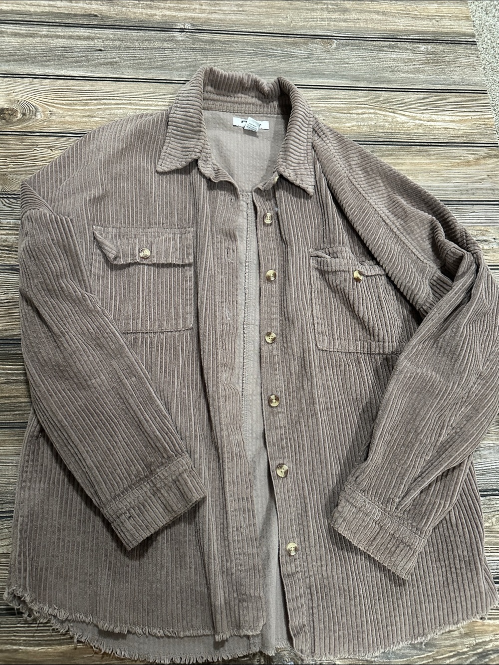 Corduroy Button-Up Overshirt Jacket in Taupe RSQ could be men’s or women’s